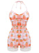 Maillot de bain rose clair années 1940 pêche à carreaux dos nu