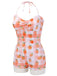 Maillot de bain rose clair années 1940 pêche à carreaux dos nu