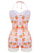 Maillot de bain rose clair années 1940 pêche à carreaux dos nu