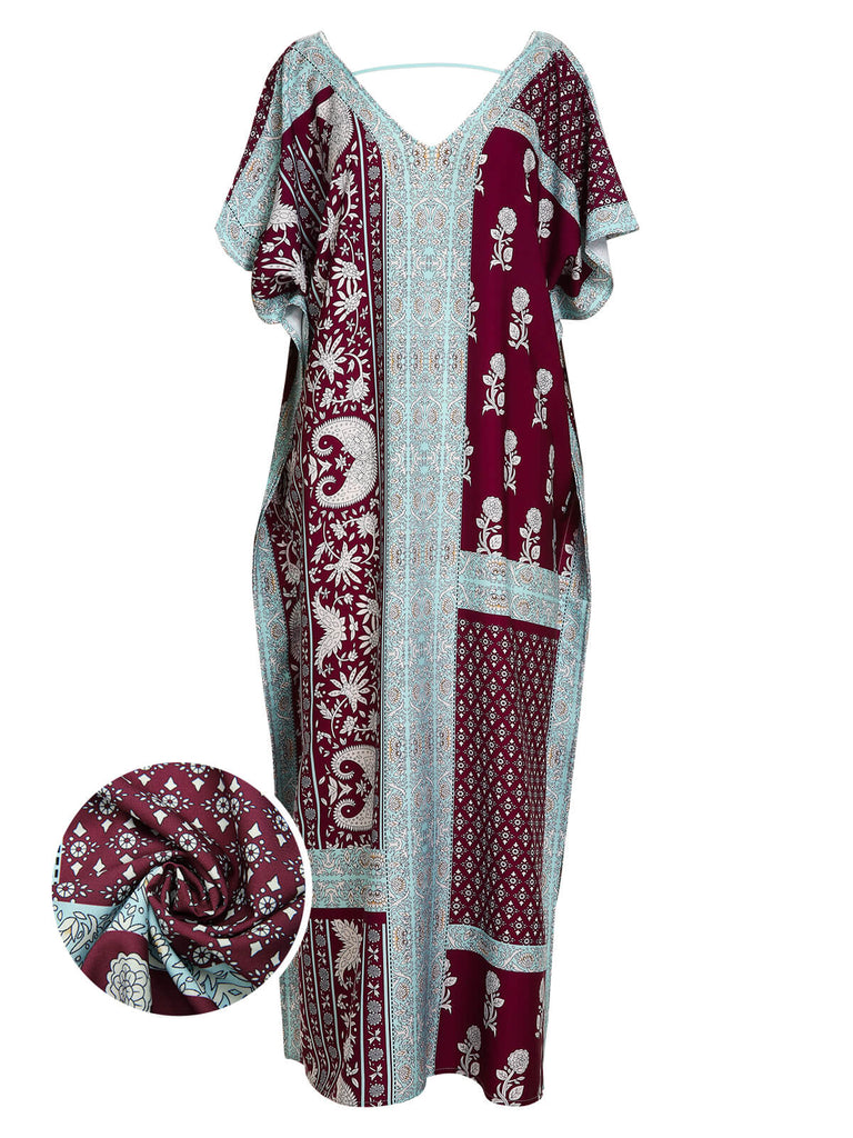 Cache-maillot long motif indien rouge des années 1960