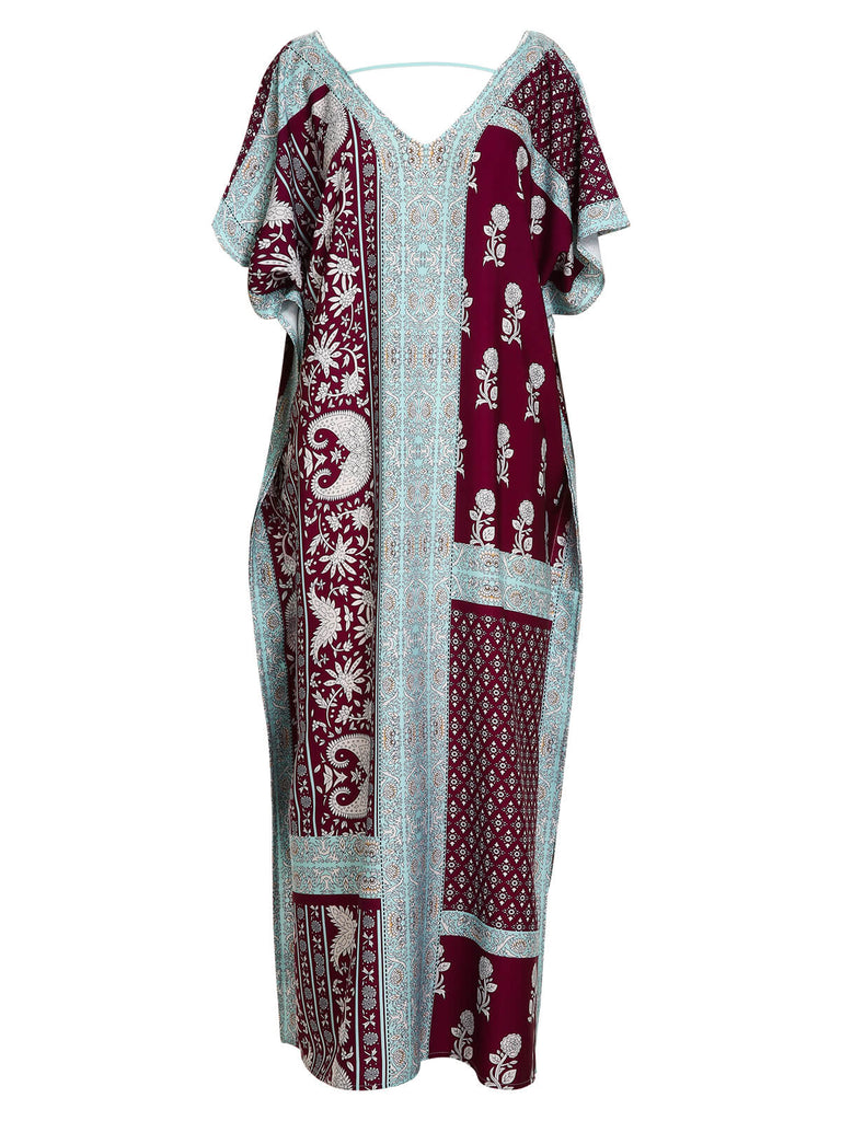 Cache-maillot long motif indien rouge des années 1960