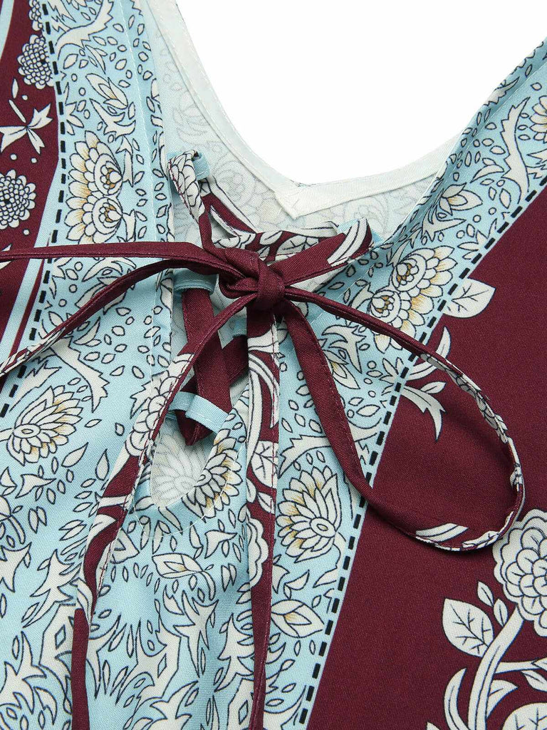 Cache-maillot long motif indien rouge des années 1960
