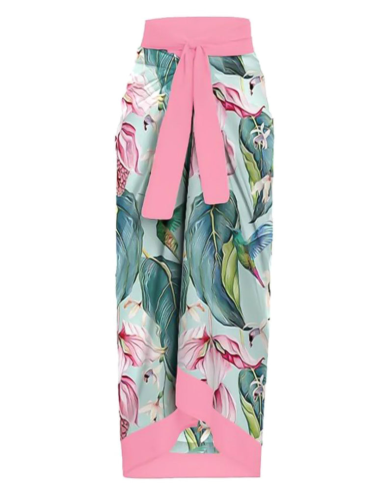 Cache Maillot à lacets à fleurs des années 1950