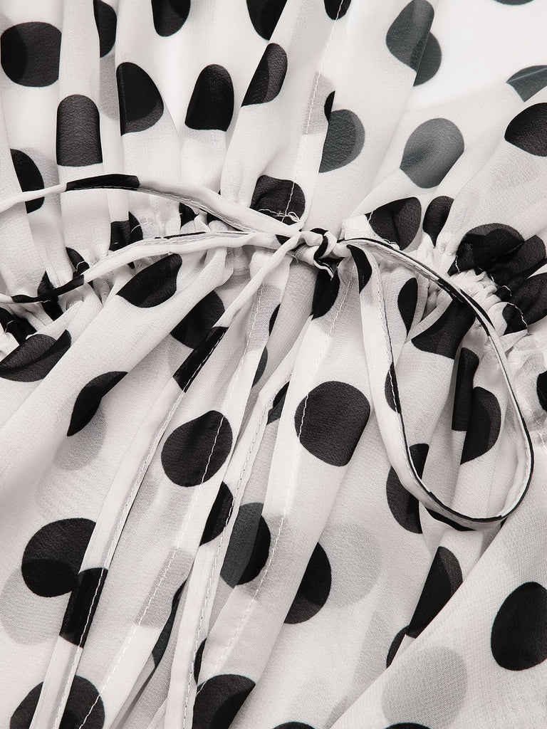 Cache-Maillot longue noire et blanche à pois des années 1960