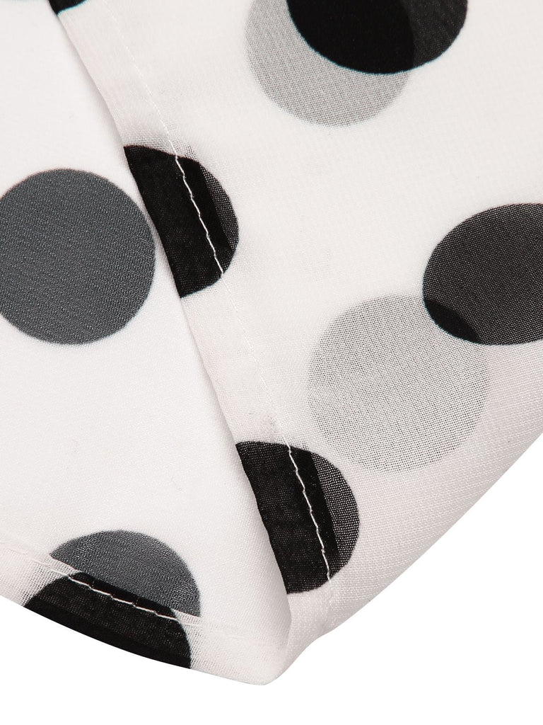 Cache-Maillot longue noire et blanche à pois des années 1960