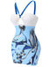 Maillot de bain une pièce bleu à licou dauphin des années 1940