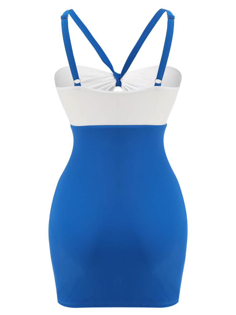 Maillot de bain une pièce bleu à licou dauphin des années 1940