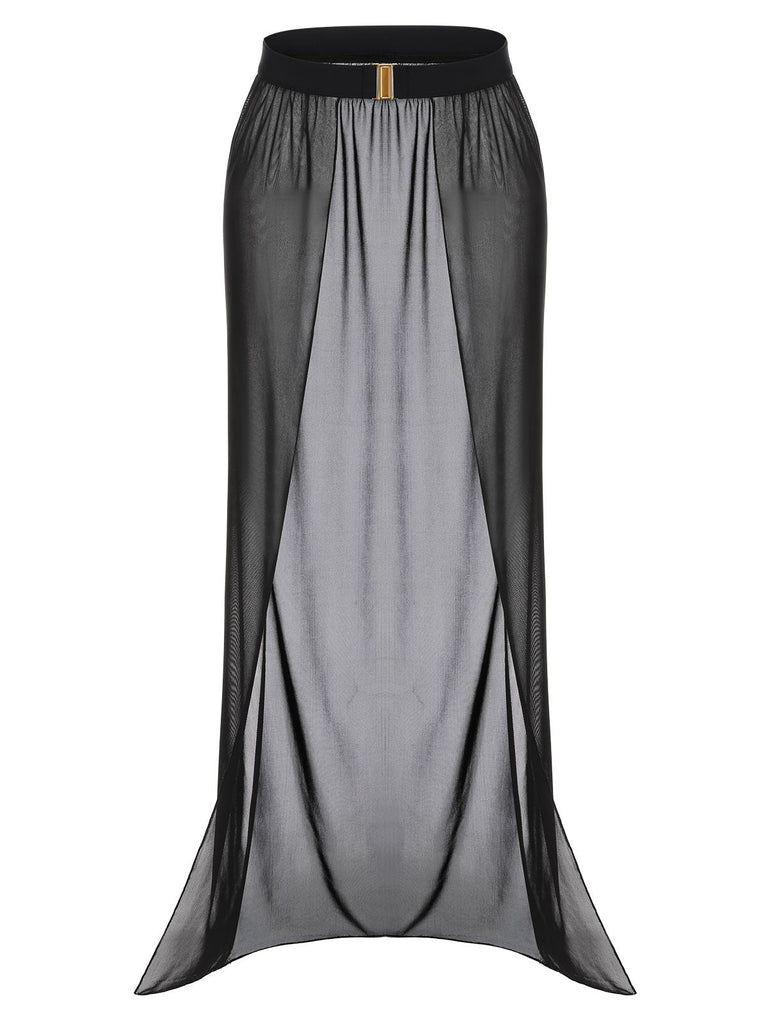 Cache-maillot à longue fente noire des années 1960