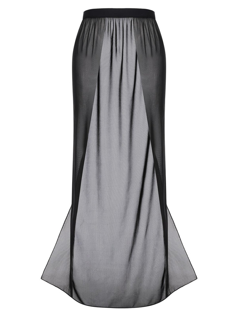 Cache-maillot à longue fente noire des années 1960