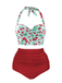 Maillot de bain licou rouge cerise des années 1950