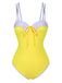 Maillot de bain à bretelles jaune et cache-maillot marguerite des années 1950