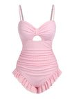 [Prévente] Maillot de bain froncé uni rose pâle des années 1950