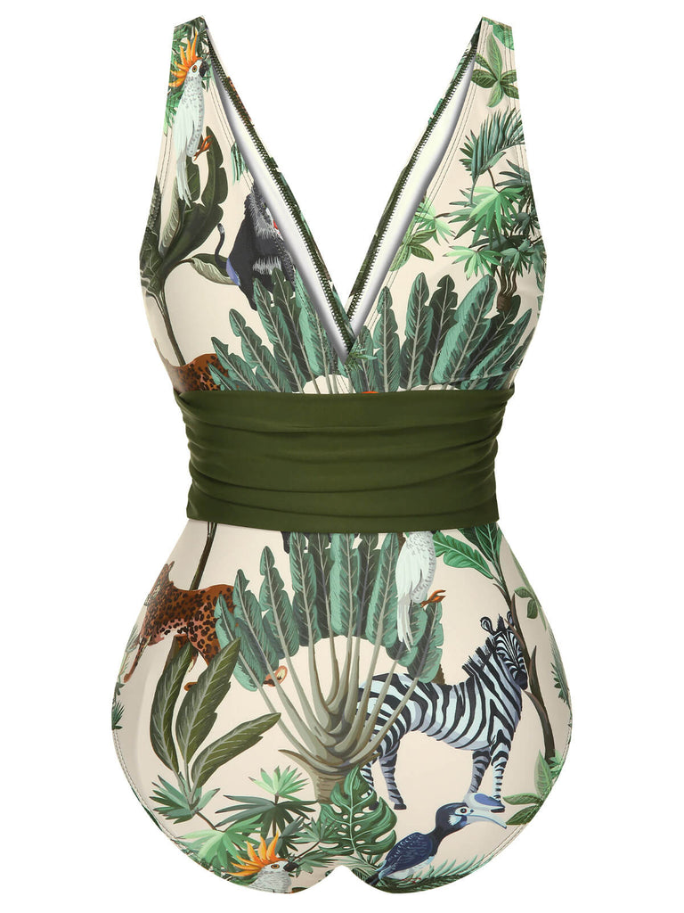 Maillot de bain et cache-maillot en forme de feuille de palmier des années 1960