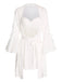 Chemise de nuit en patchwork de dentelle blanche des années 1960 2PCS