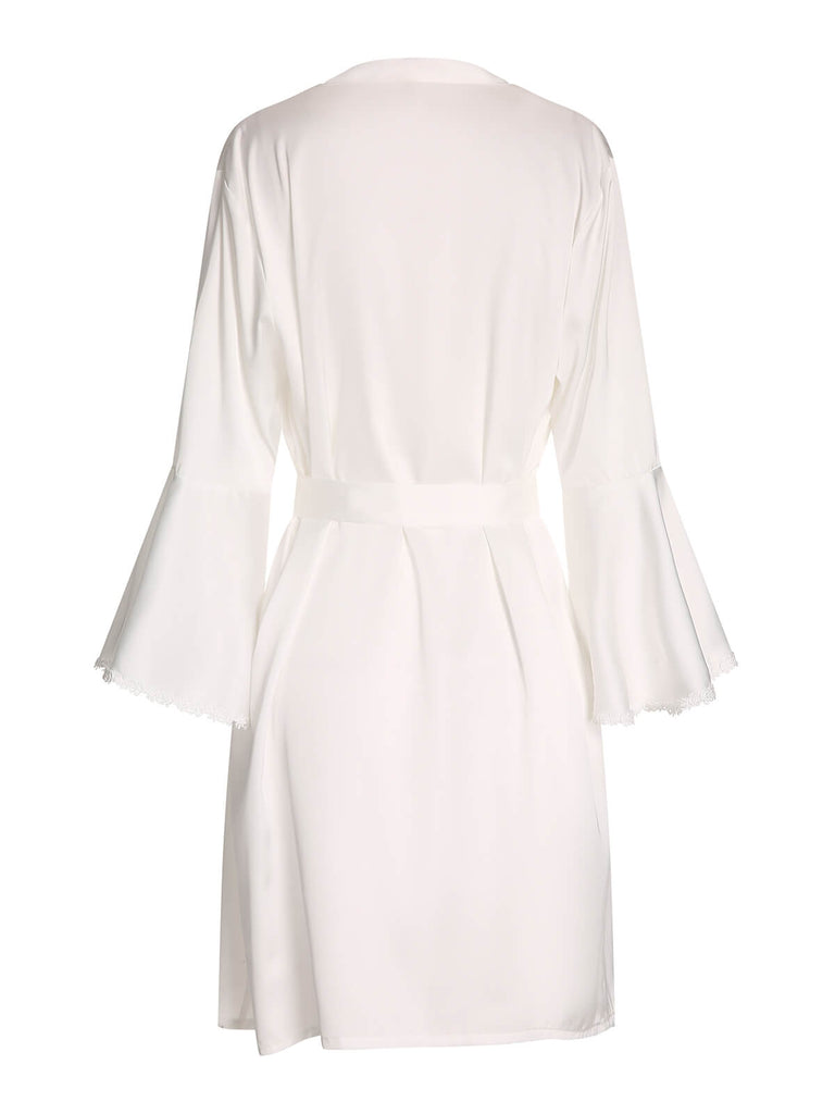 Chemise de nuit en patchwork de dentelle blanche des années 1960 2PCS