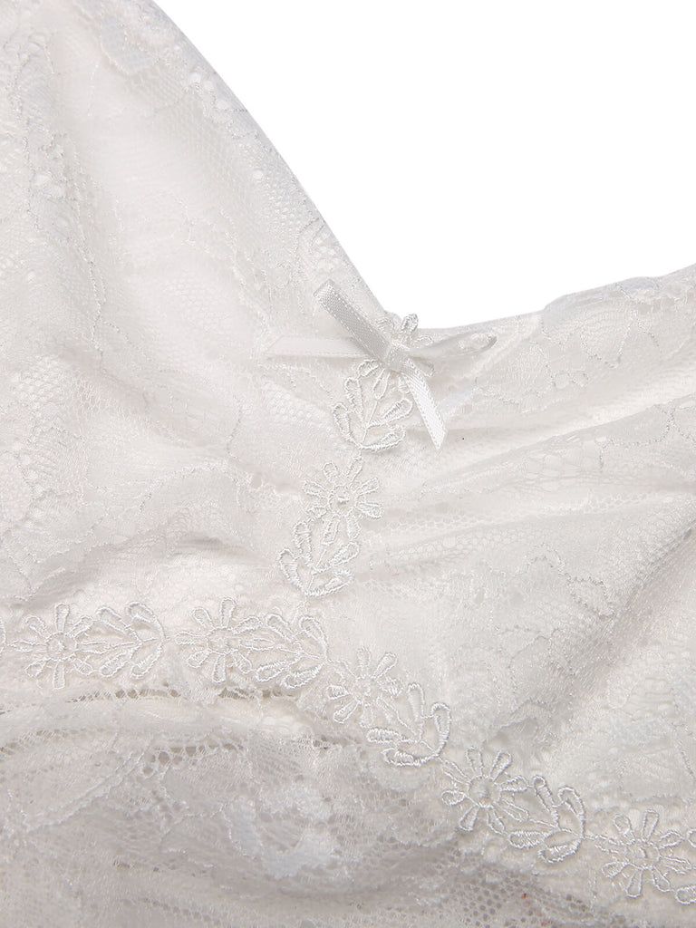 Chemise de nuit en patchwork de dentelle blanche des années 1960 2PCS