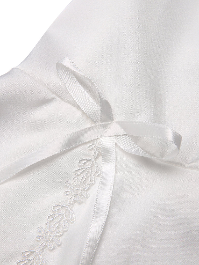 Chemise de nuit en patchwork de dentelle blanche des années 1960 2PCS