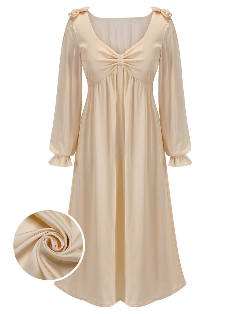 Robe de nuit à col en V et nœud papillon des années 1950