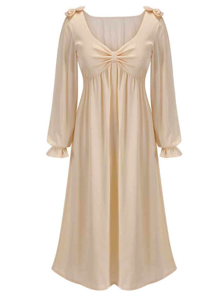Robe de nuit à col en V et nœud papillon des années 1950