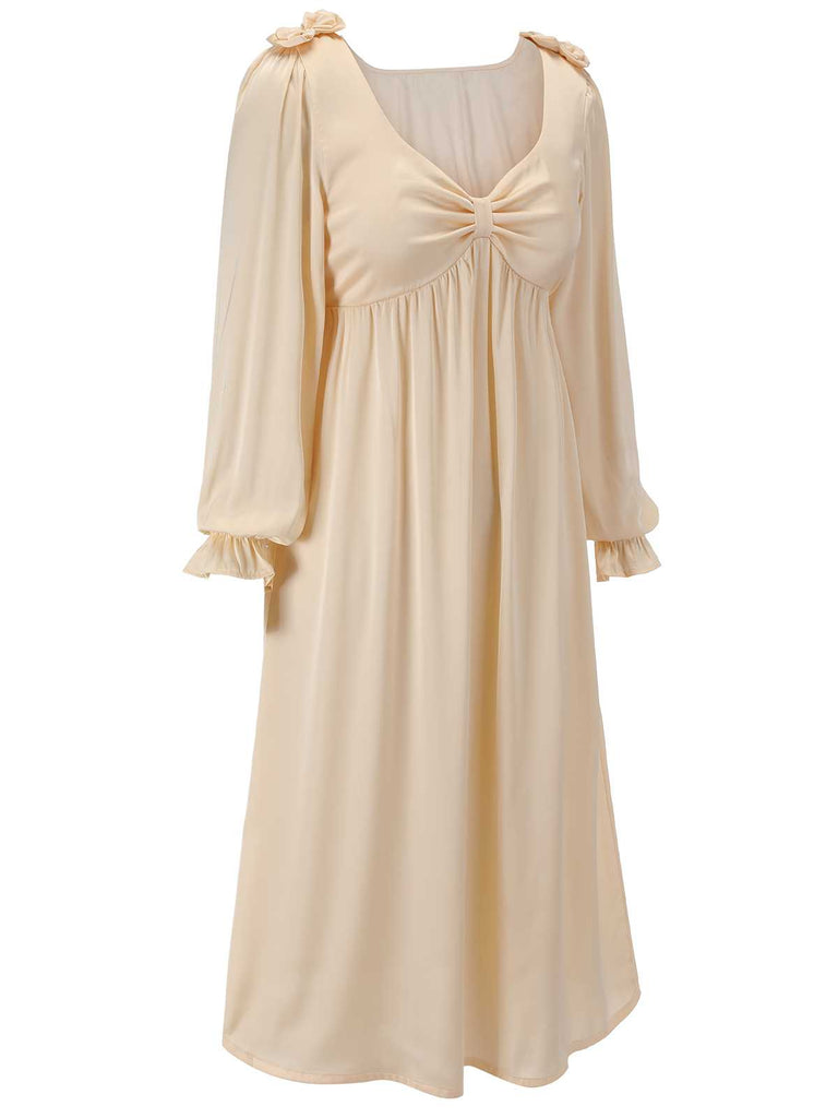 Robe de nuit à col en V et nœud papillon des années 1950