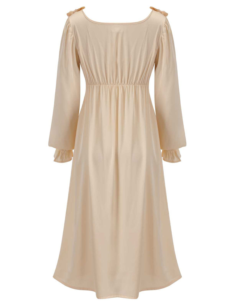 Robe de nuit à col en V et nœud papillon des années 1950