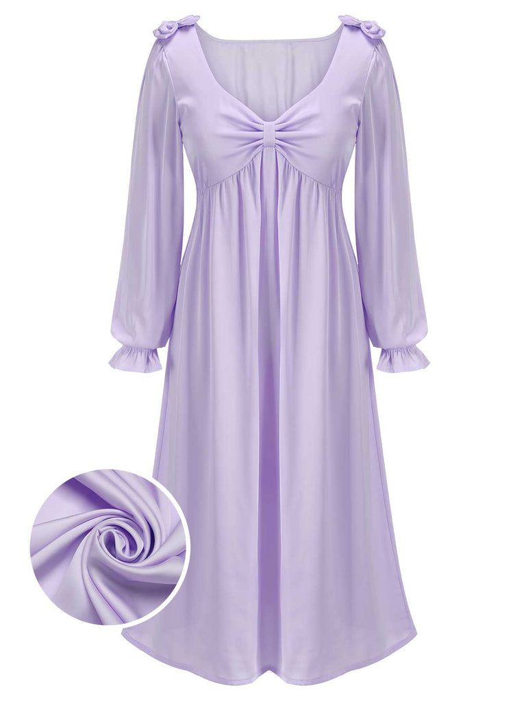Robe de nuit à col en V et nœud papillon des années 1950