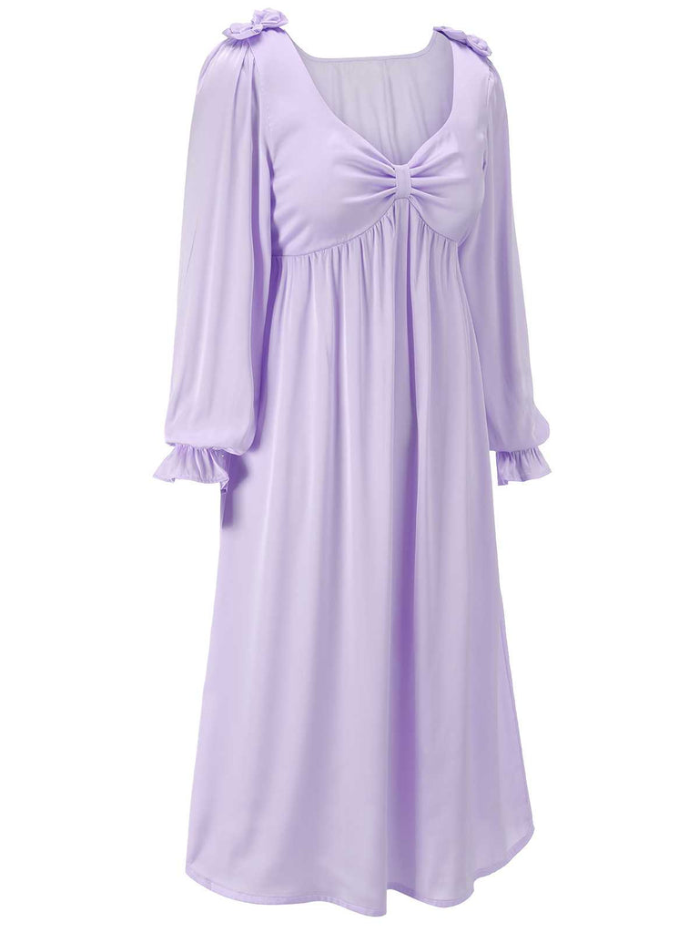 Robe de nuit à col en V et nœud papillon des années 1950