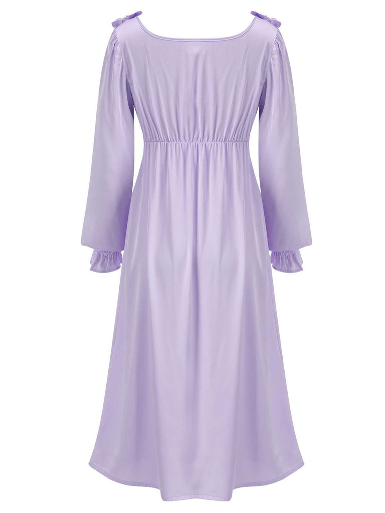 Robe de nuit à col en V et nœud papillon des années 1950