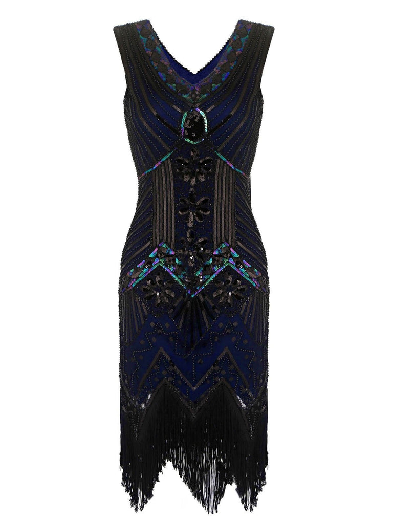 [Produits en Liquidation] Robe Flapper à Paillettes Bleu Années 1920