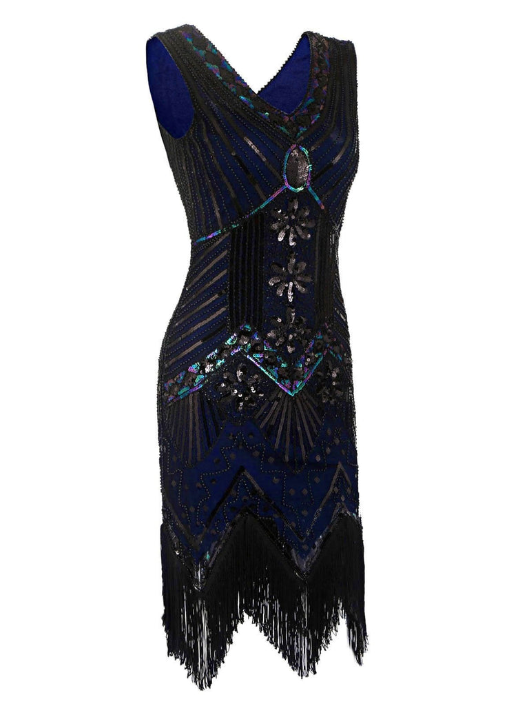 [Produits en Liquidation] Robe Flapper à Paillettes Bleu Années 1920