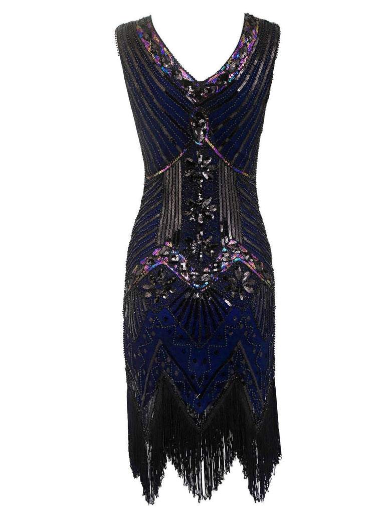[Produits en Liquidation] Robe Flapper à Paillettes Bleu Années 1920