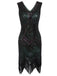 [Produits en Liquidation] Robe Flapper à Paillettes Vert Foncé Années 1920