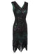 [Produits en Liquidation] Robe Flapper à Paillettes Vert Foncé Années 1920