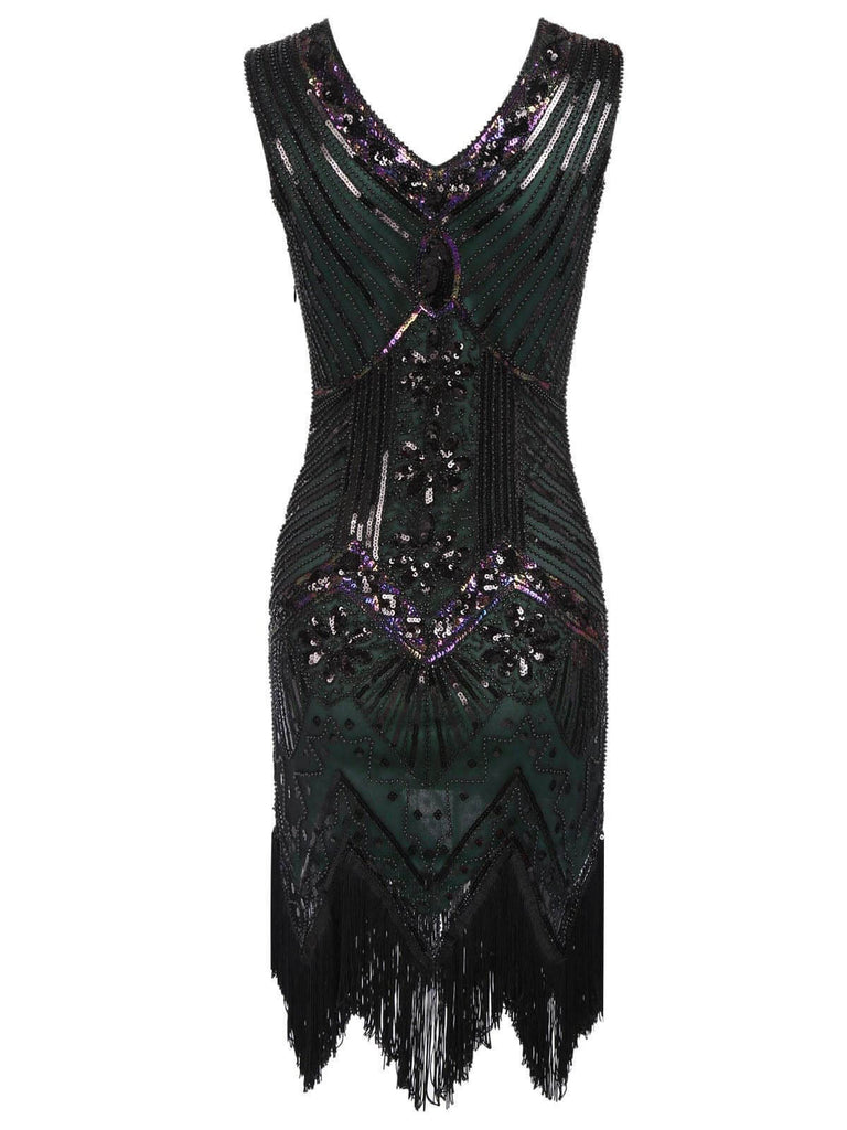Robe Charleston Vintage Années 20 à Franges Paillettes Gatsby Cocktail Chic