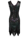 Robe Charleston Vintage Années 20 à Franges Paillettes Gatsby Cocktail Chic
