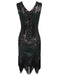 [Produits en Liquidation] Robe Flapper à Paillettes Vert Foncé Années 1920