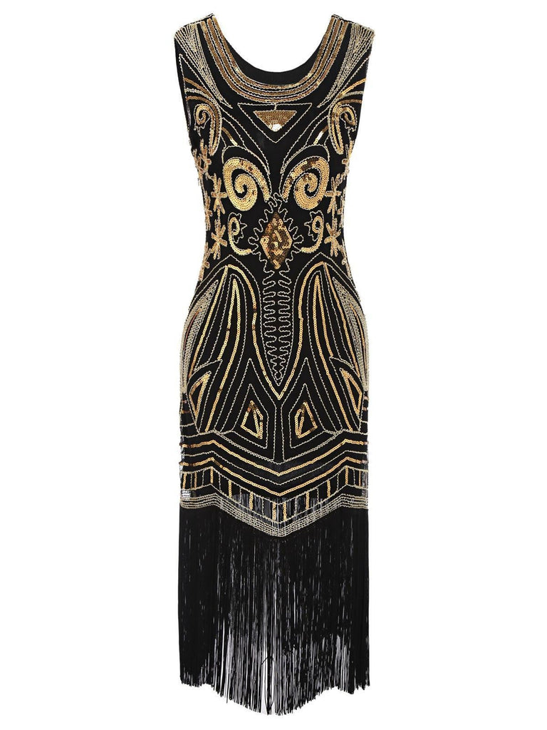 Robe Flapper à Franges et Paillettes des Années 1920