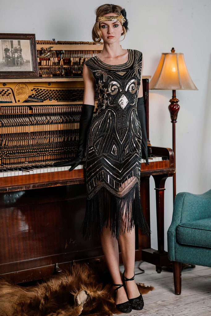 Robe Flapper à Franges et Paillettes des Années 1920