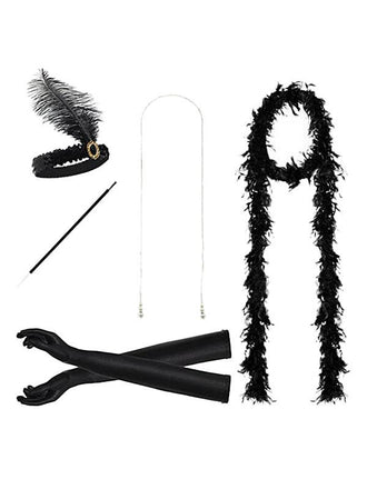 Mytoptrendz Accessoire pour soirée déguisée Boa en plumes noir 80