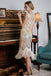 Robe Charleston Vintage Années 20 à Franges Paillettes Gatsby Beige