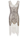 Robe Charleston Blanc Vintage Années 20 à Franges Paillettes Gatsby