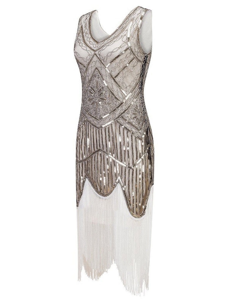 Robe Flapper à Franges Blanche Années 1920
