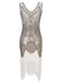 Robe Charleston Blanc Vintage Années 20 à Franges Paillettes Gatsby