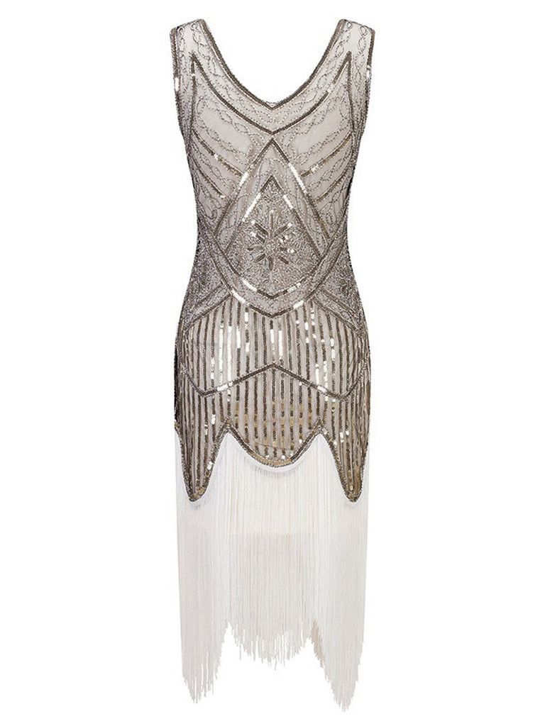 Robe Flapper à Franges Blanche Années 1920