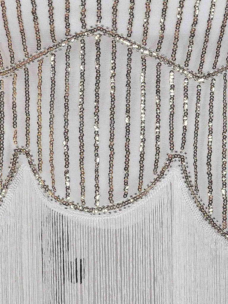 Robe Flapper à Franges Blanche Années 1920