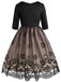 Robe Vintage Année 50 en Dentelle à Manches Longues Col V Soirée Cocktail