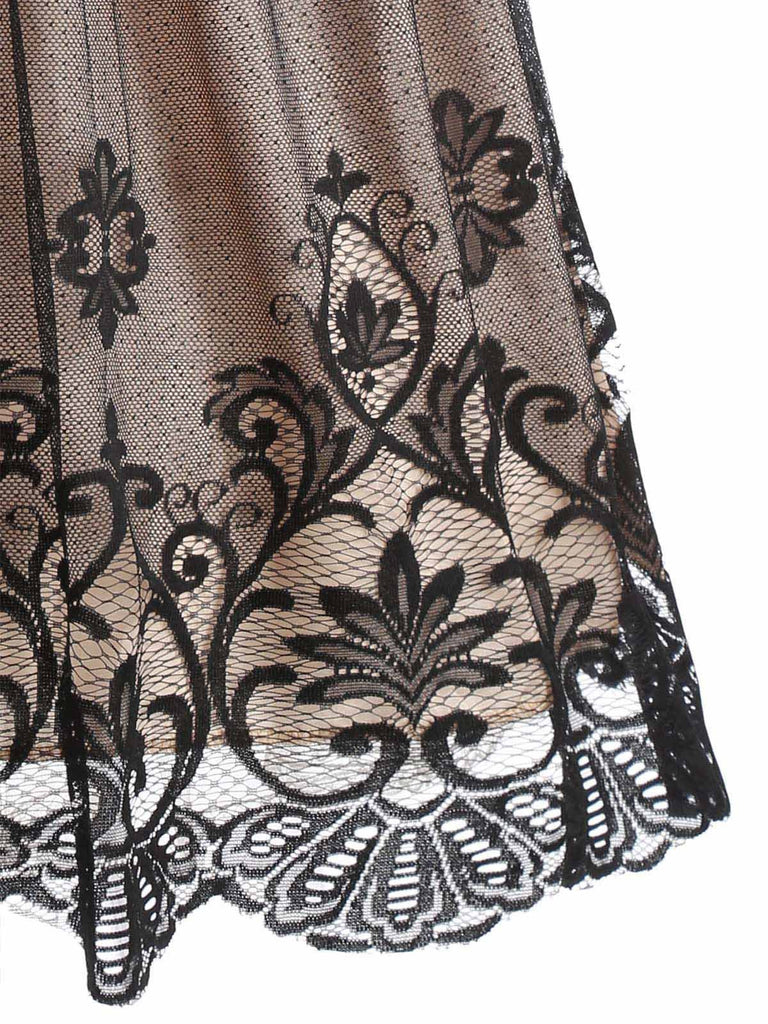 Robe Vintage Année 50 en Dentelle à Manches Longues Col V Soirée Cocktail