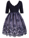 Robe Vintage Année 50 en Dentelle à Manches Longues Col V Soirée Cocktail