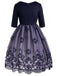 Robe Vintage Année 50 en Dentelle à Manches Longues Col V Soirée Cocktail