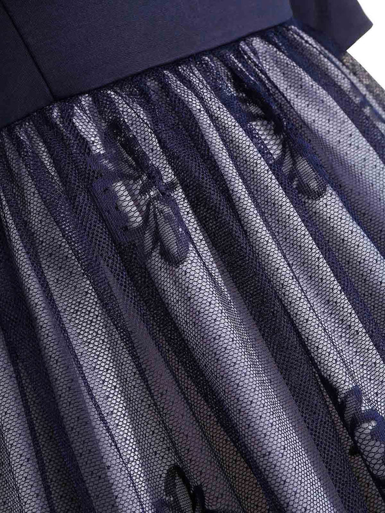 Robe Vintage Année 50 en Dentelle à Manches Longues Col V Soirée Cocktail